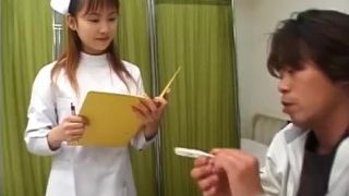 Rina Usui horny nurse takes patient cock in mouth and in pussy